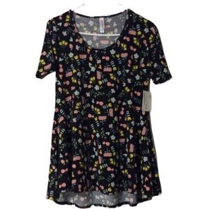 LULAROE Multicolored PERFECT T With COLORFUL Floral Pattern Print Top